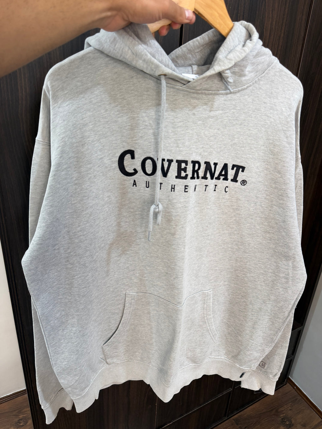 Covernat grey embroidered hoodie
