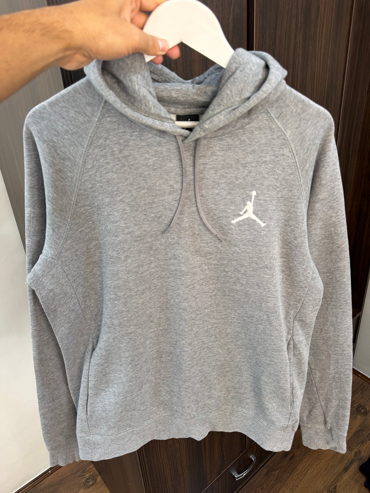 Jordan grey embroidered logo hoodie