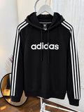 Adidas black three strap hoodie