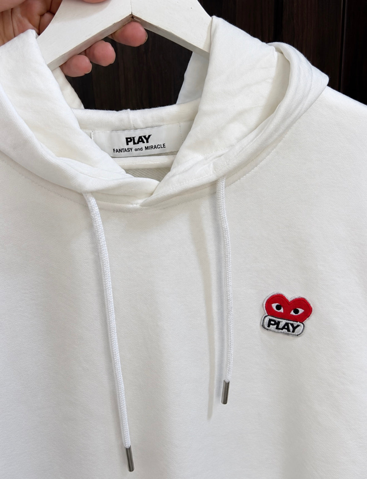 Cdg play white hoodie