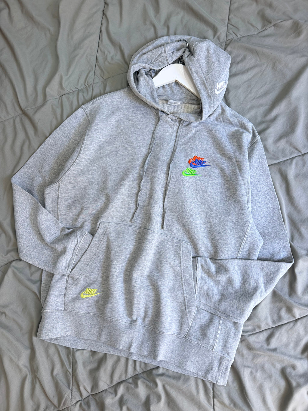 Nike grey multi logo hoodie