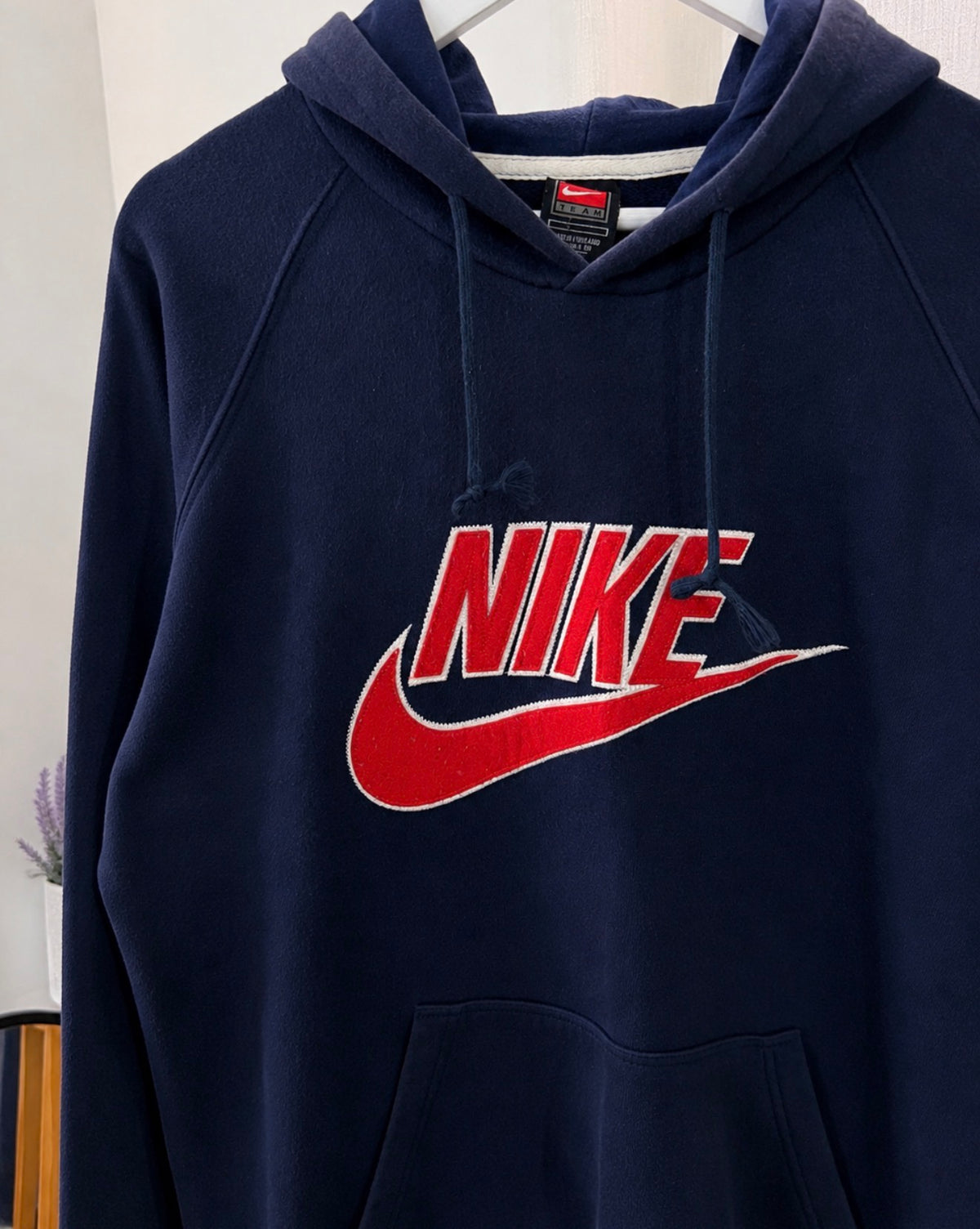 Vintage nike blue embroidered hoodie