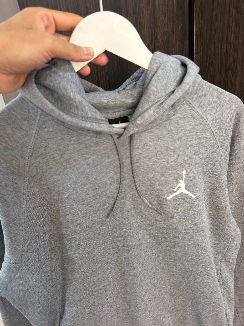 Jordan grey embroidered logo hoodie