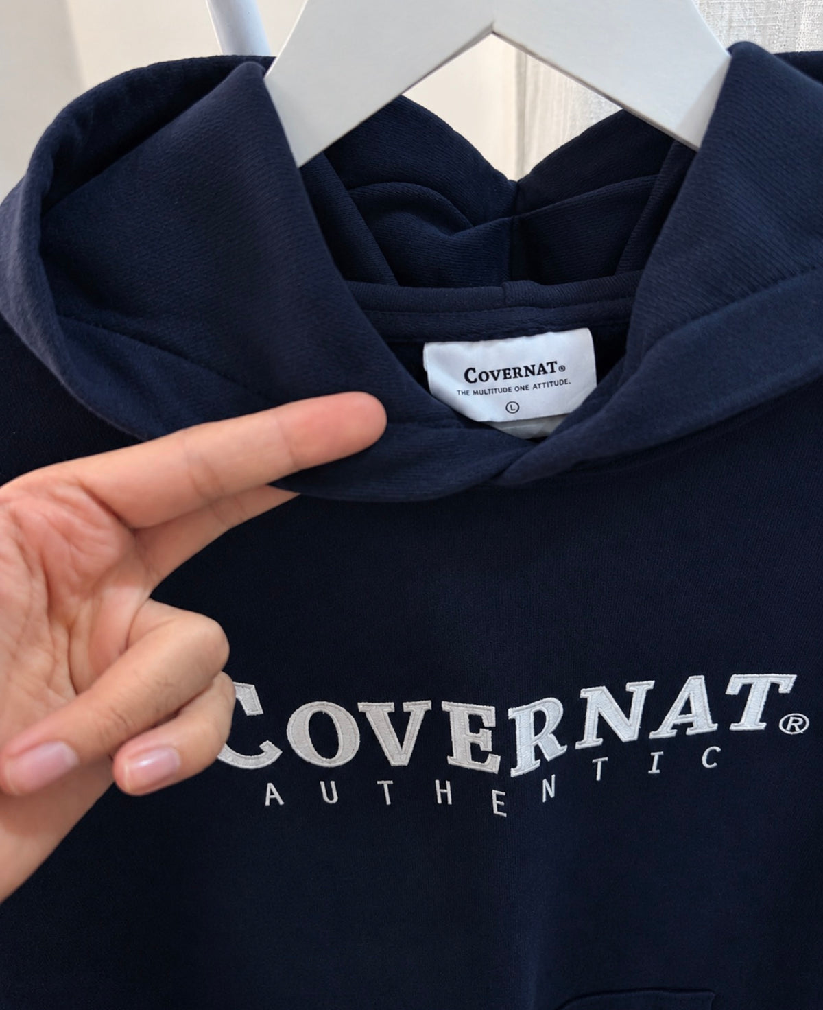 Covernat nevy blue embroidered hoodie heavyweight
