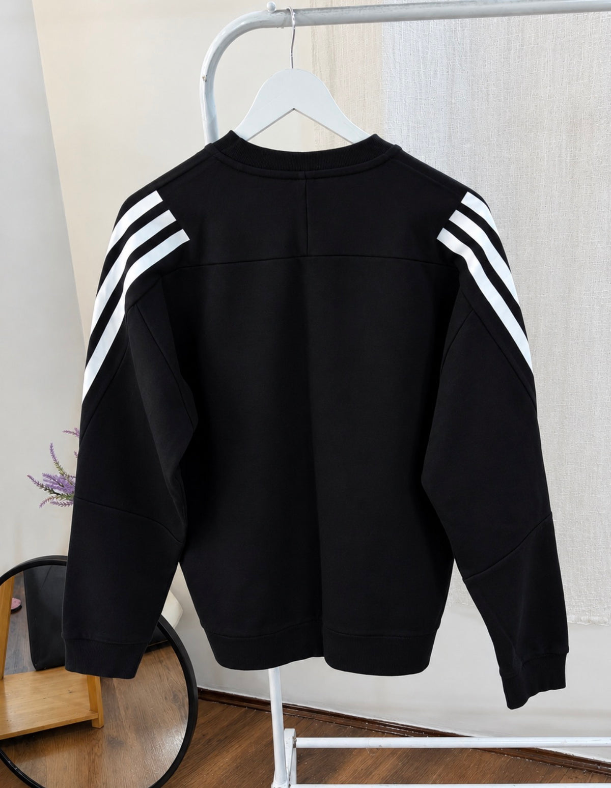 Adidas black three stripe sweatshirt