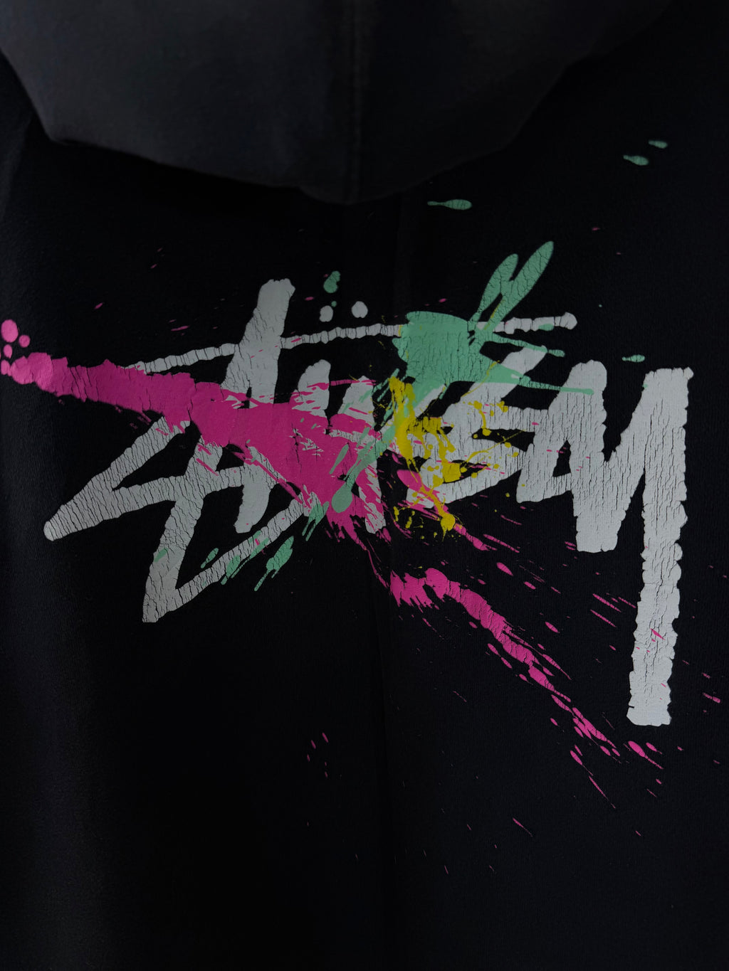 Vintage Stussy paint splash hoodie