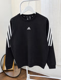 Adidas black three stripe sweatshirt