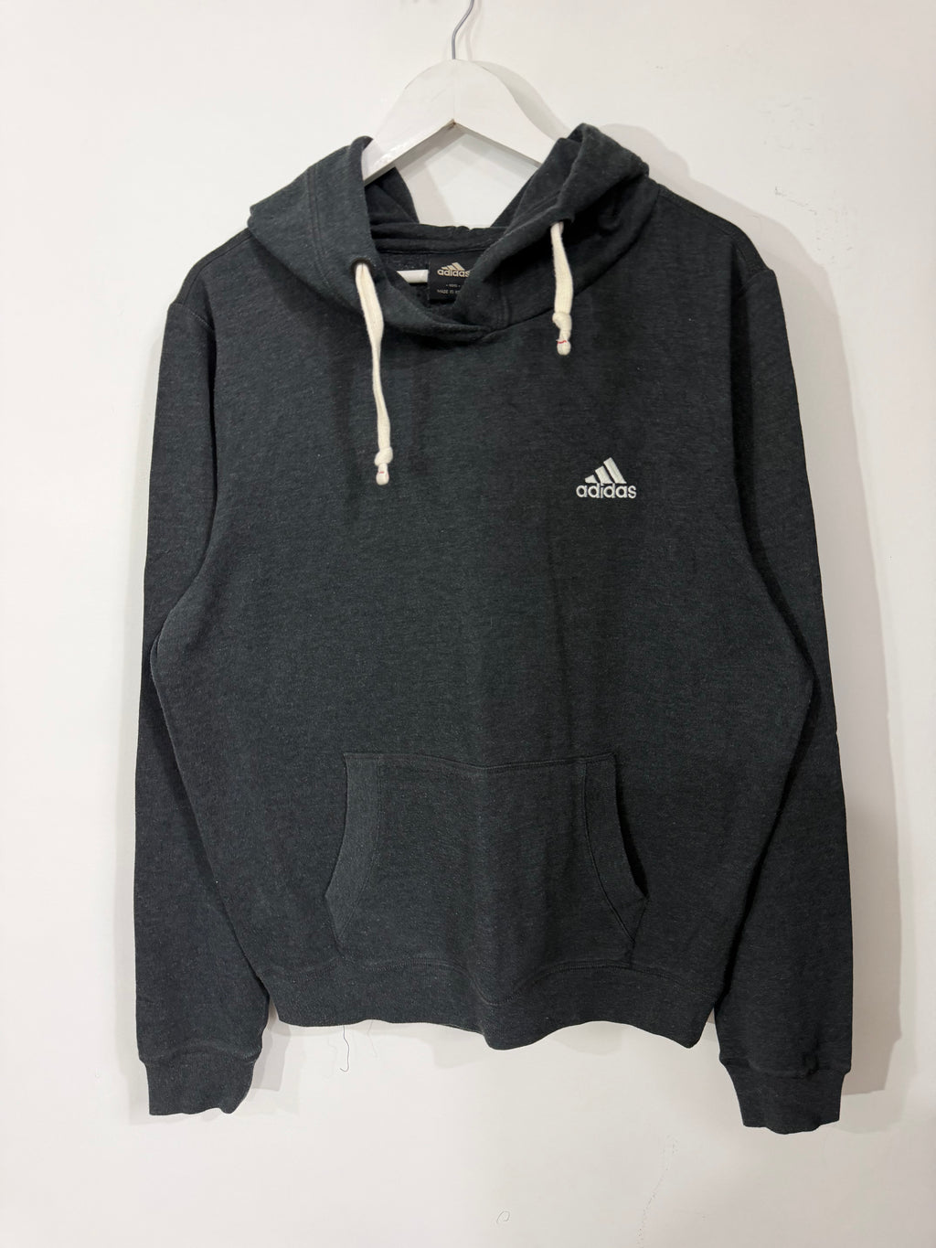 Adidas grey embroidered logo hoodie