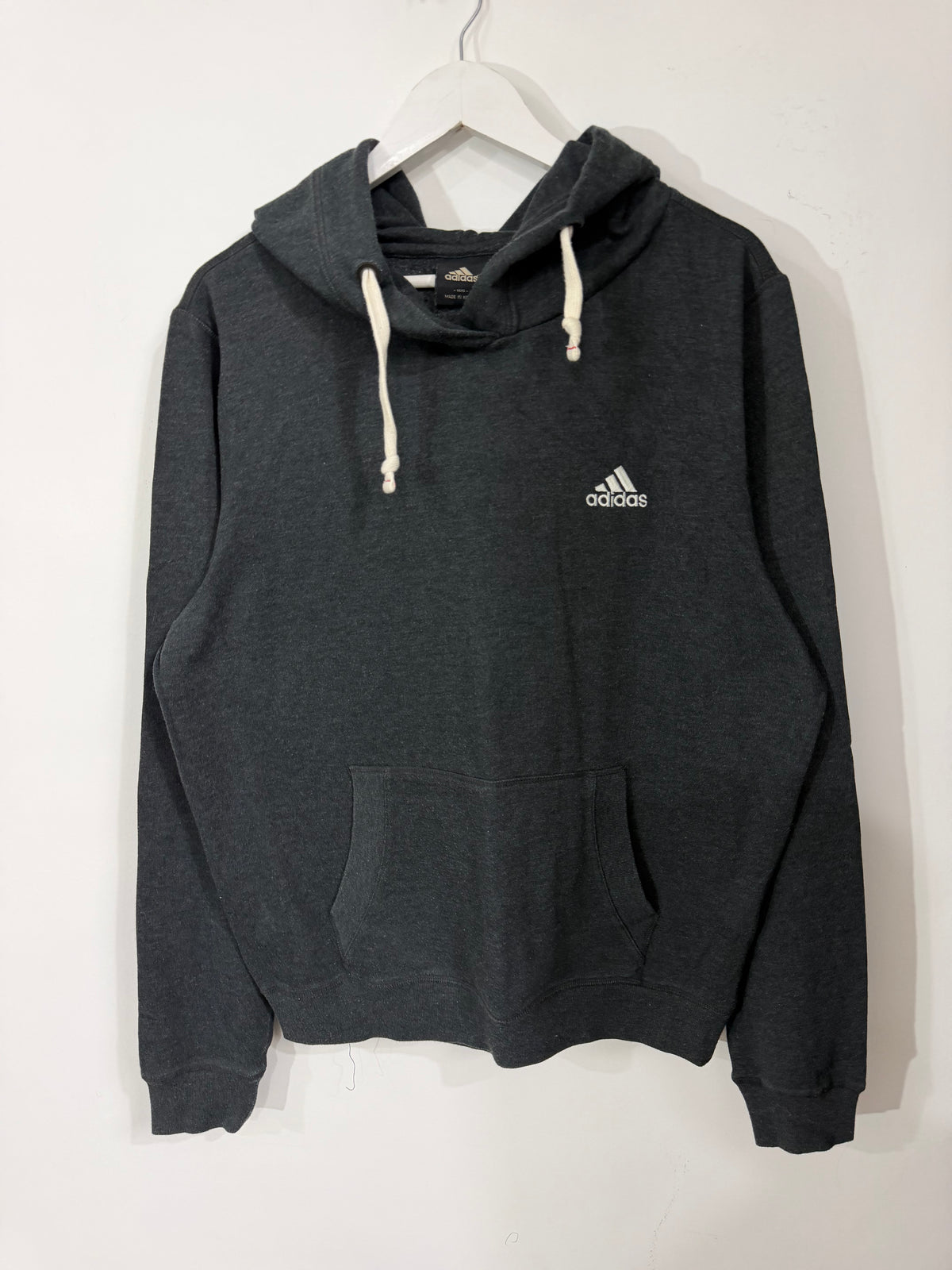 Adidas grey embroidered logo hoodie