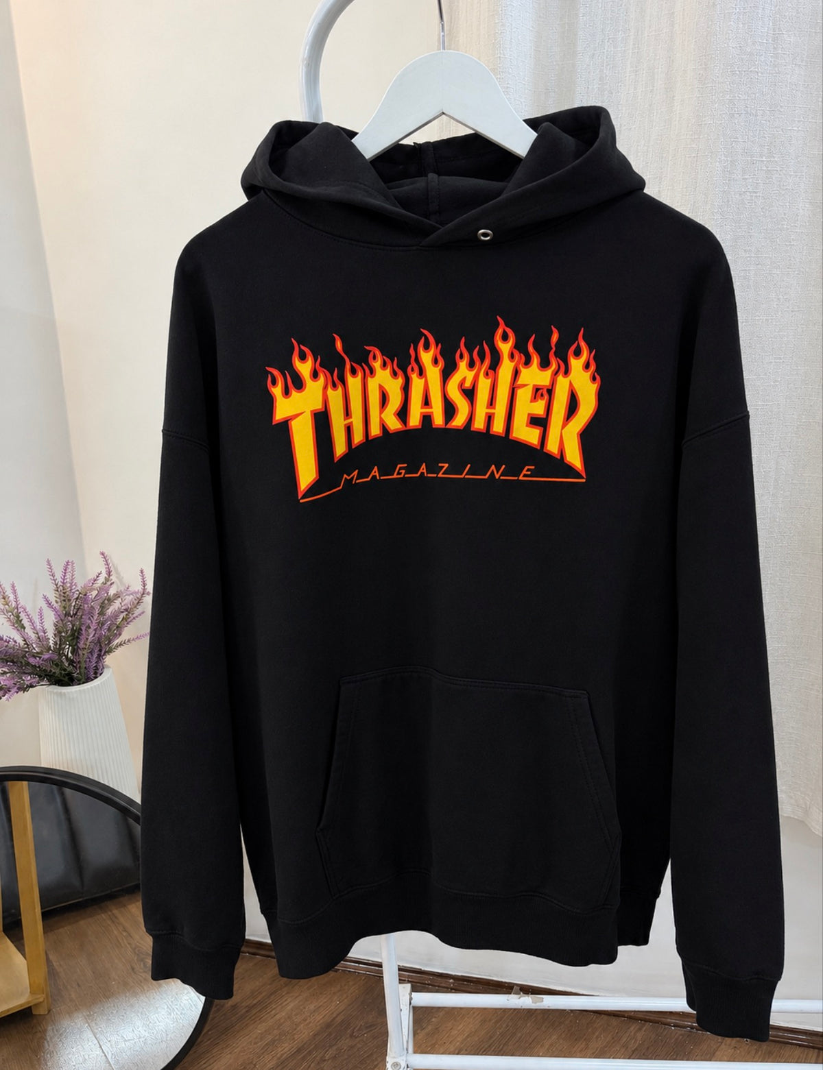Thrasher black flame hoodie