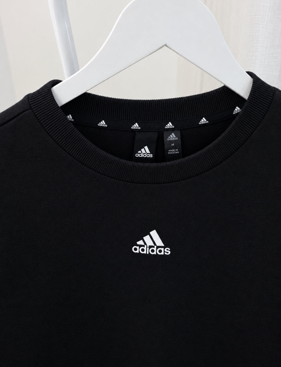 Adidas black three stripe sweatshirt