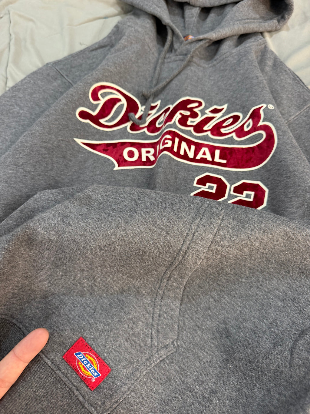 Dickies grey velvet logo hoodie
