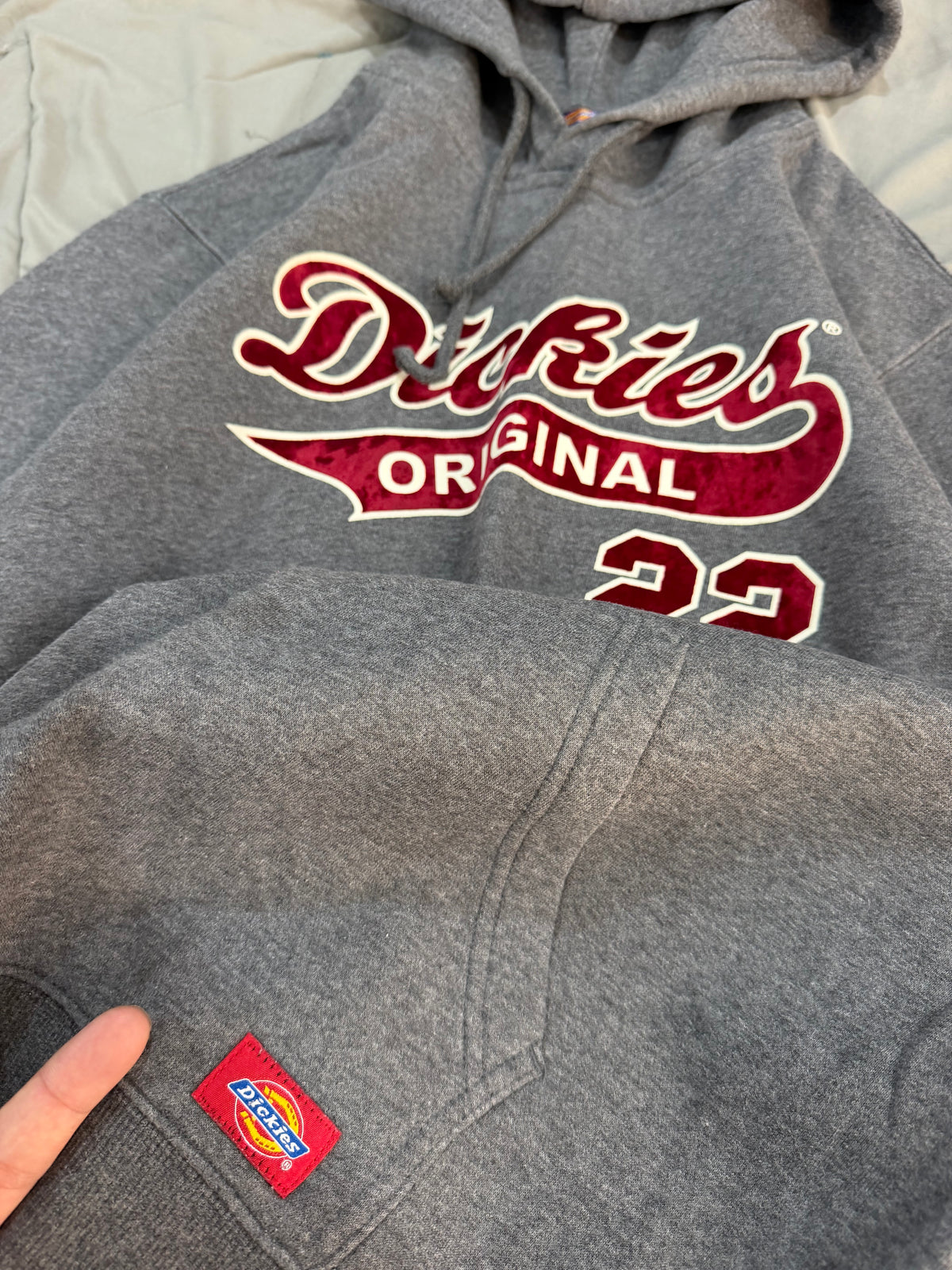 Dickies grey velvet logo hoodie