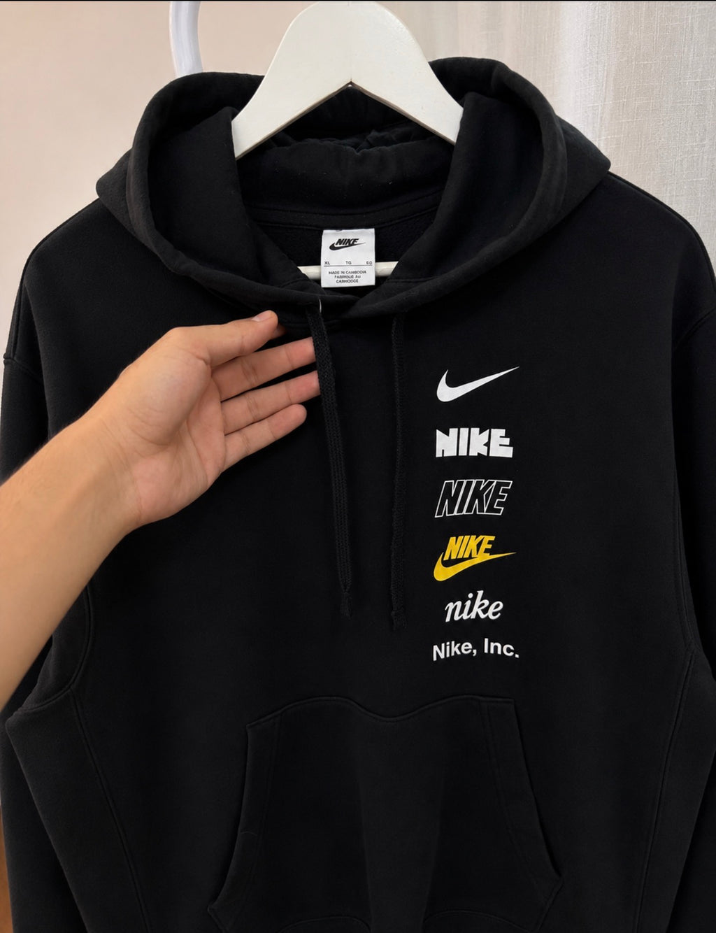 Nike multi logo black hoodie