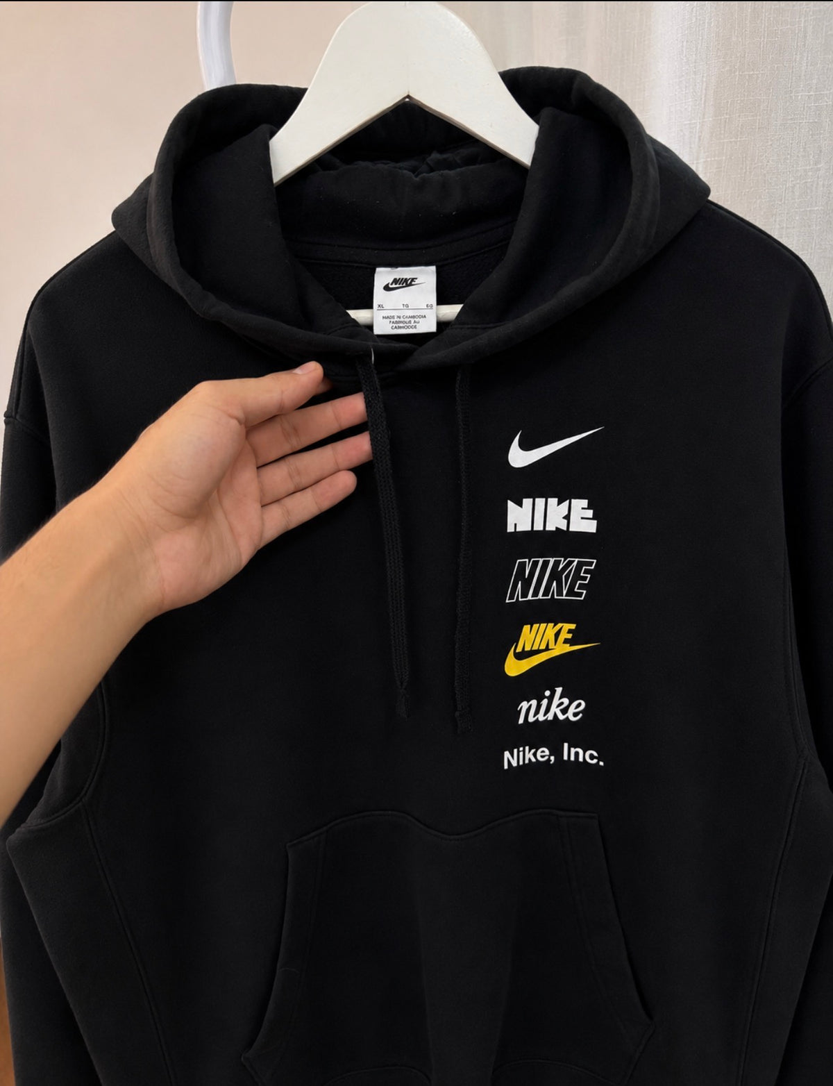 Nike multi logo black hoodie