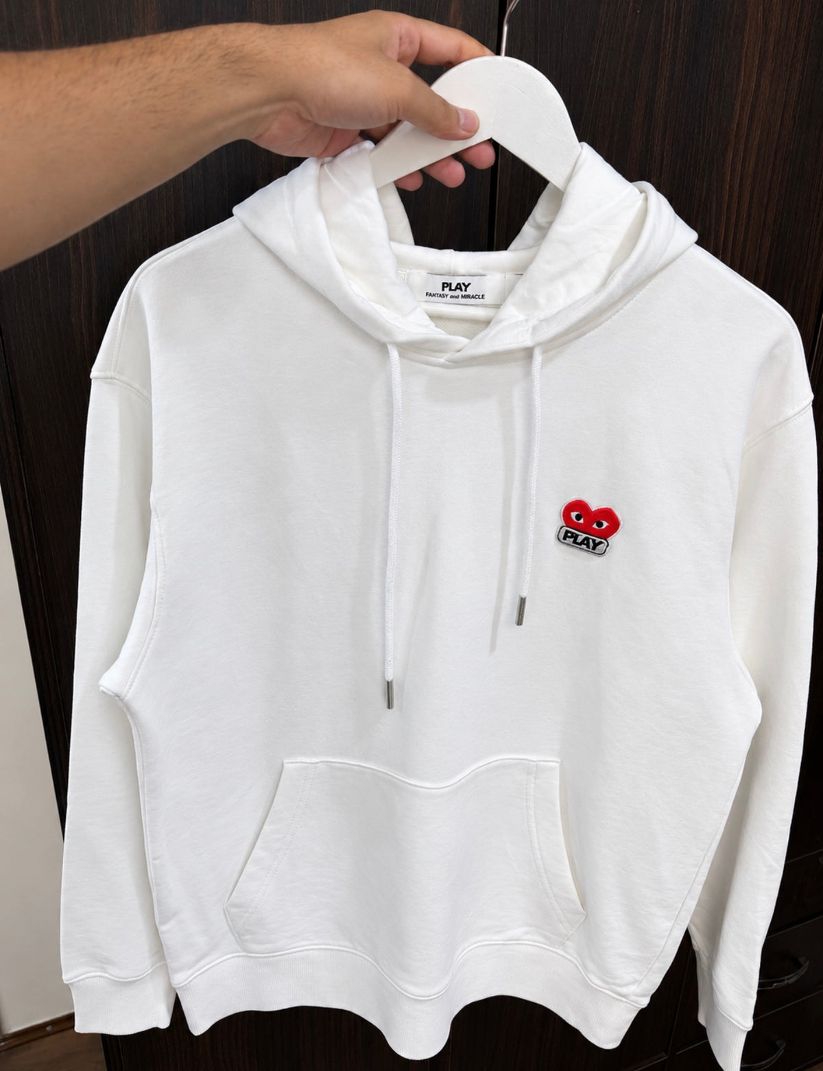 Cdg play white hoodie