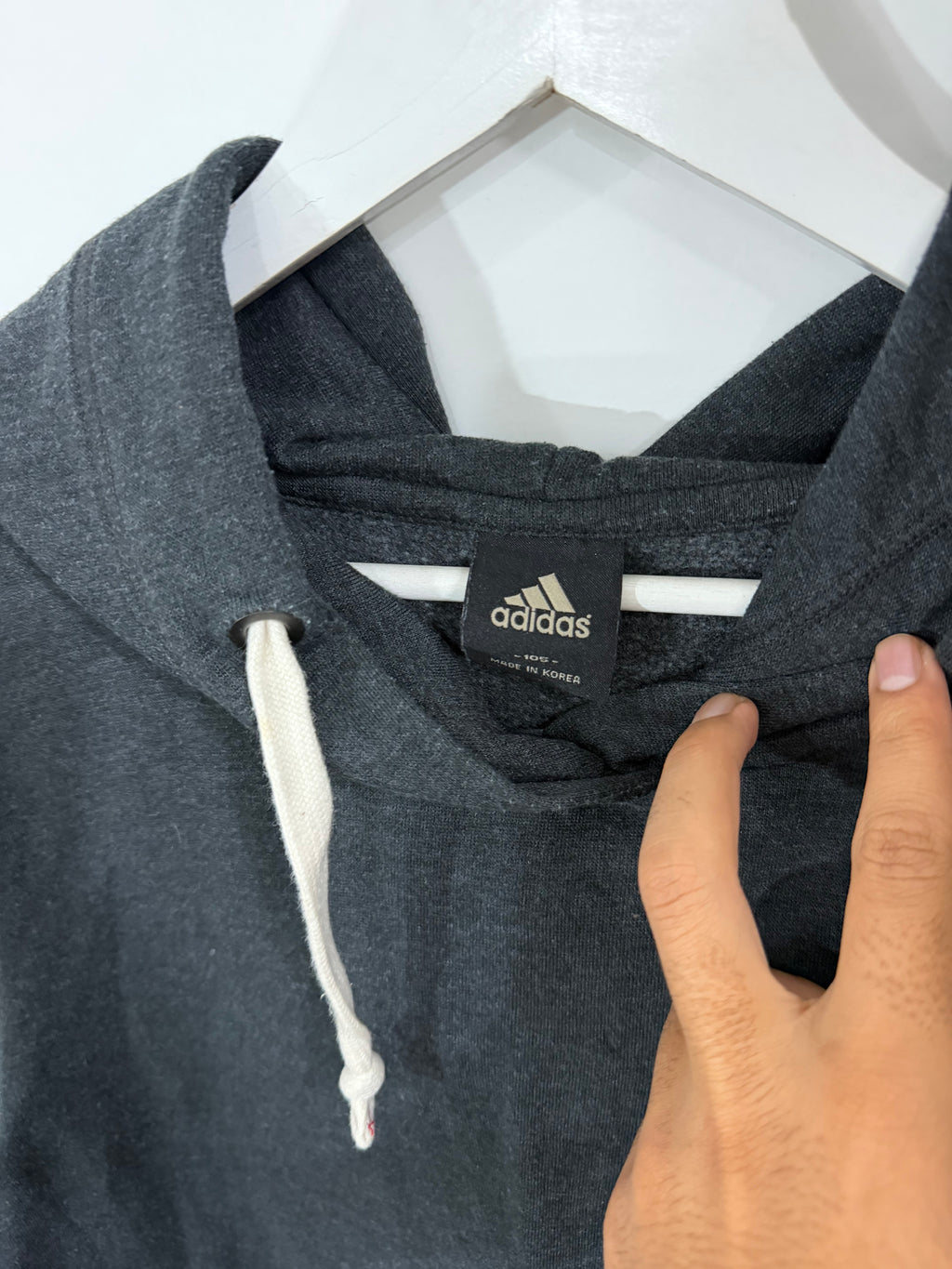 Adidas grey embroidered logo hoodie