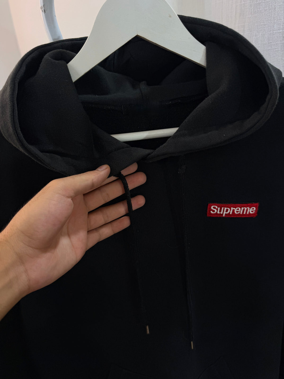 Supreme embroidered logo hoodie black