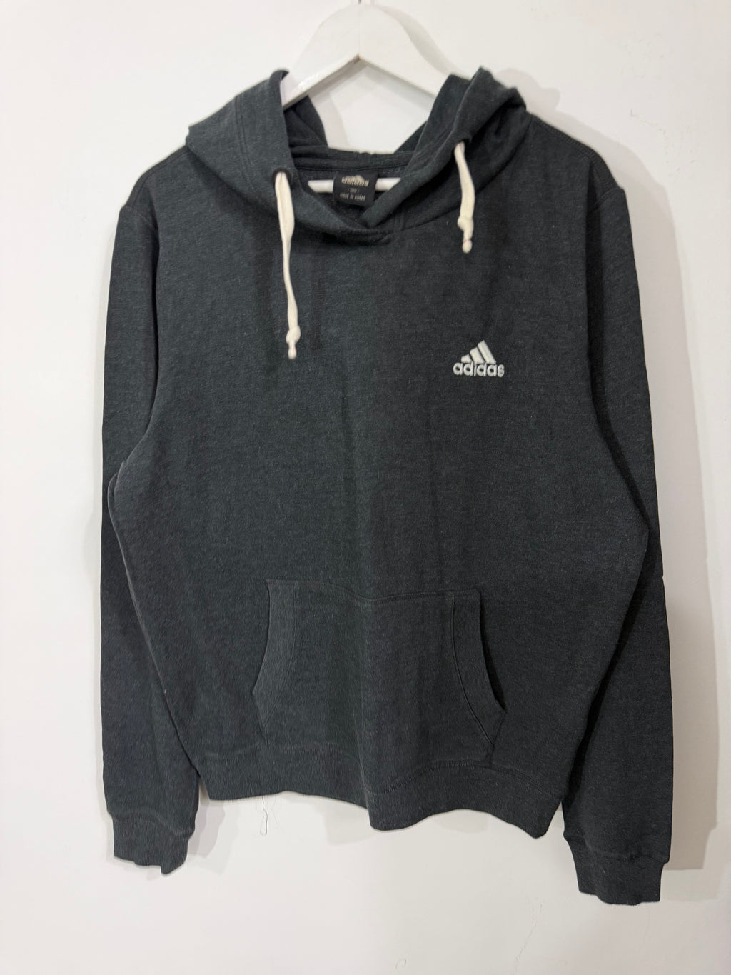 Adidas grey embroidered logo hoodie