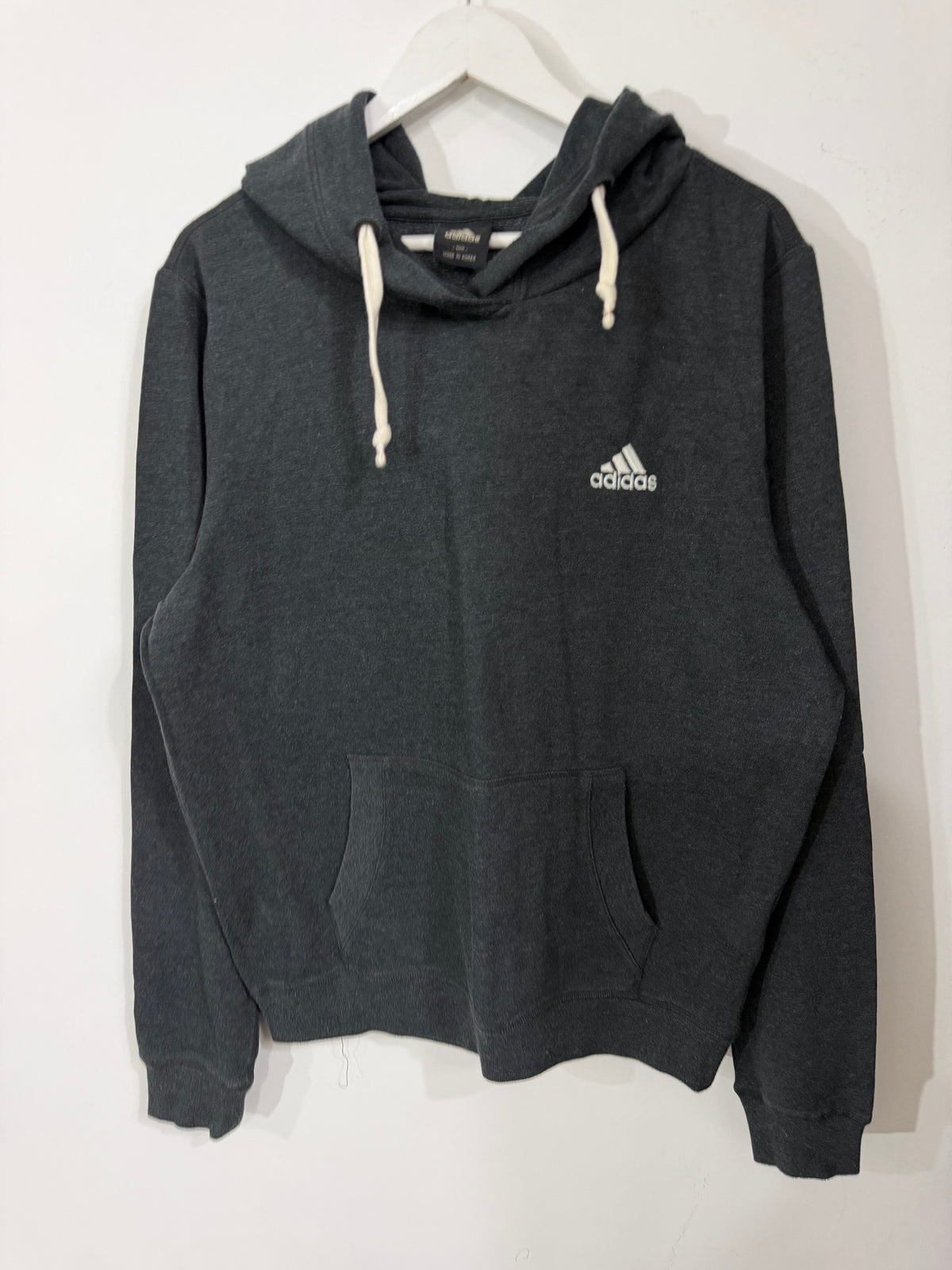 Adidas grey embroidered logo hoodie