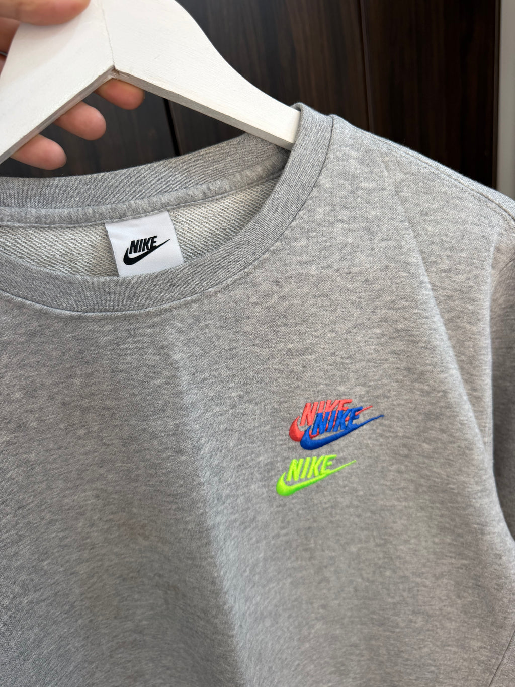 Nike grey multi logo embroidered sweatshirt