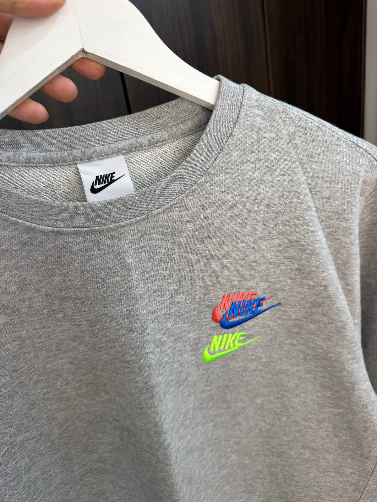 Nike grey multi logo embroidered sweatshirt