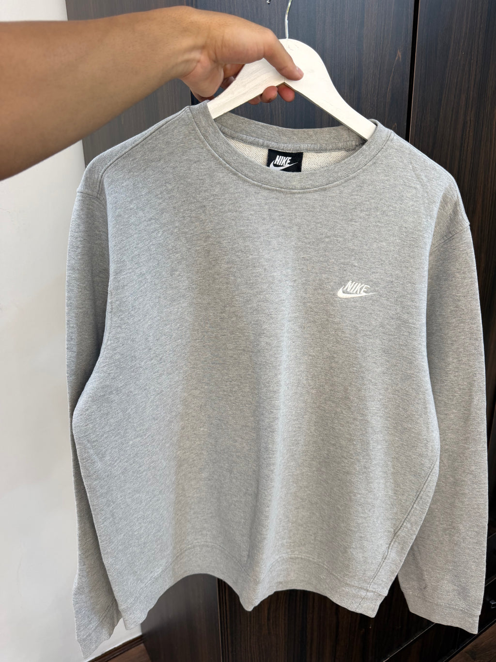 Nike grey embroidered logo sweatshirt