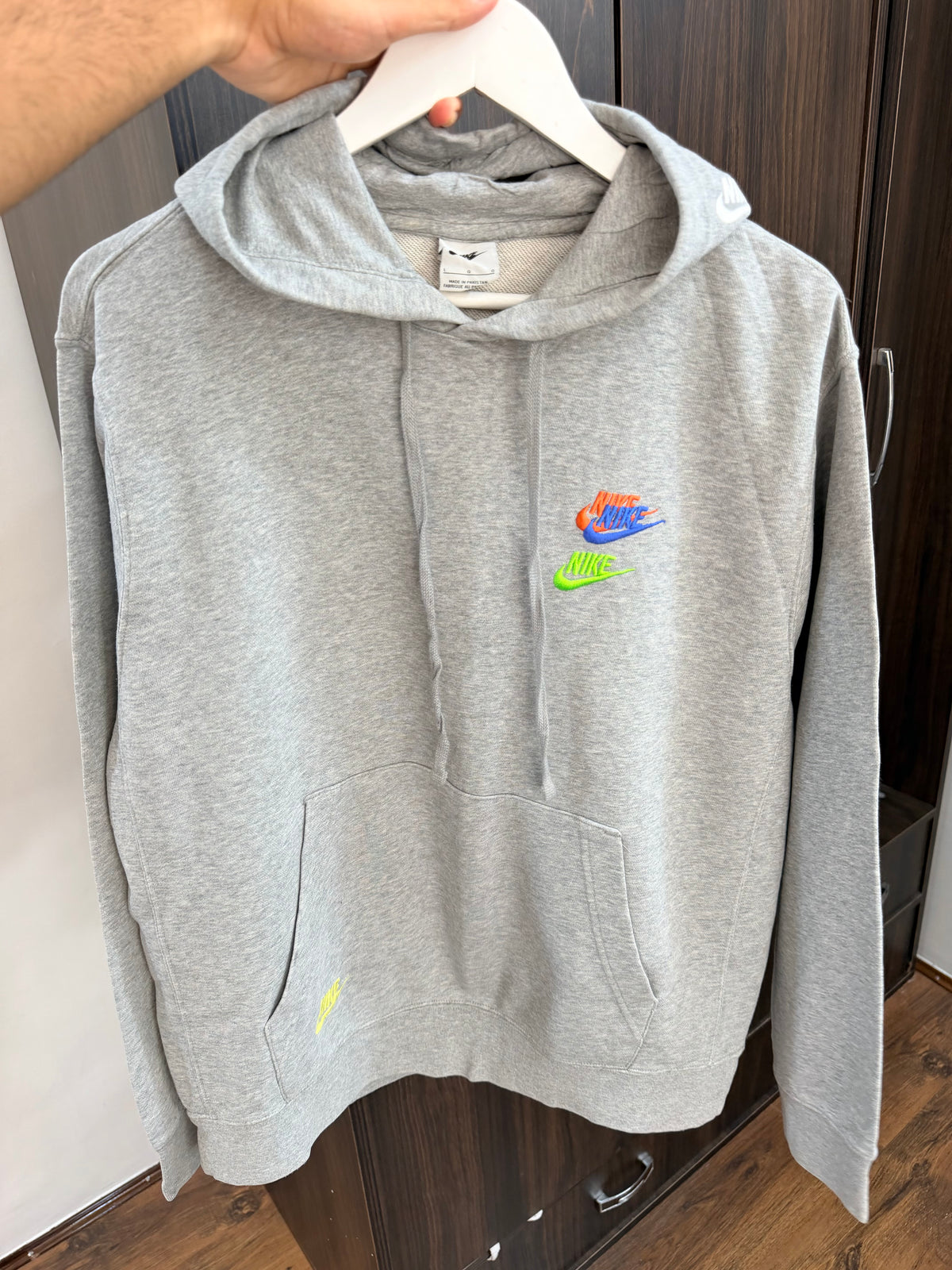 Nike grey multi logo hoodie