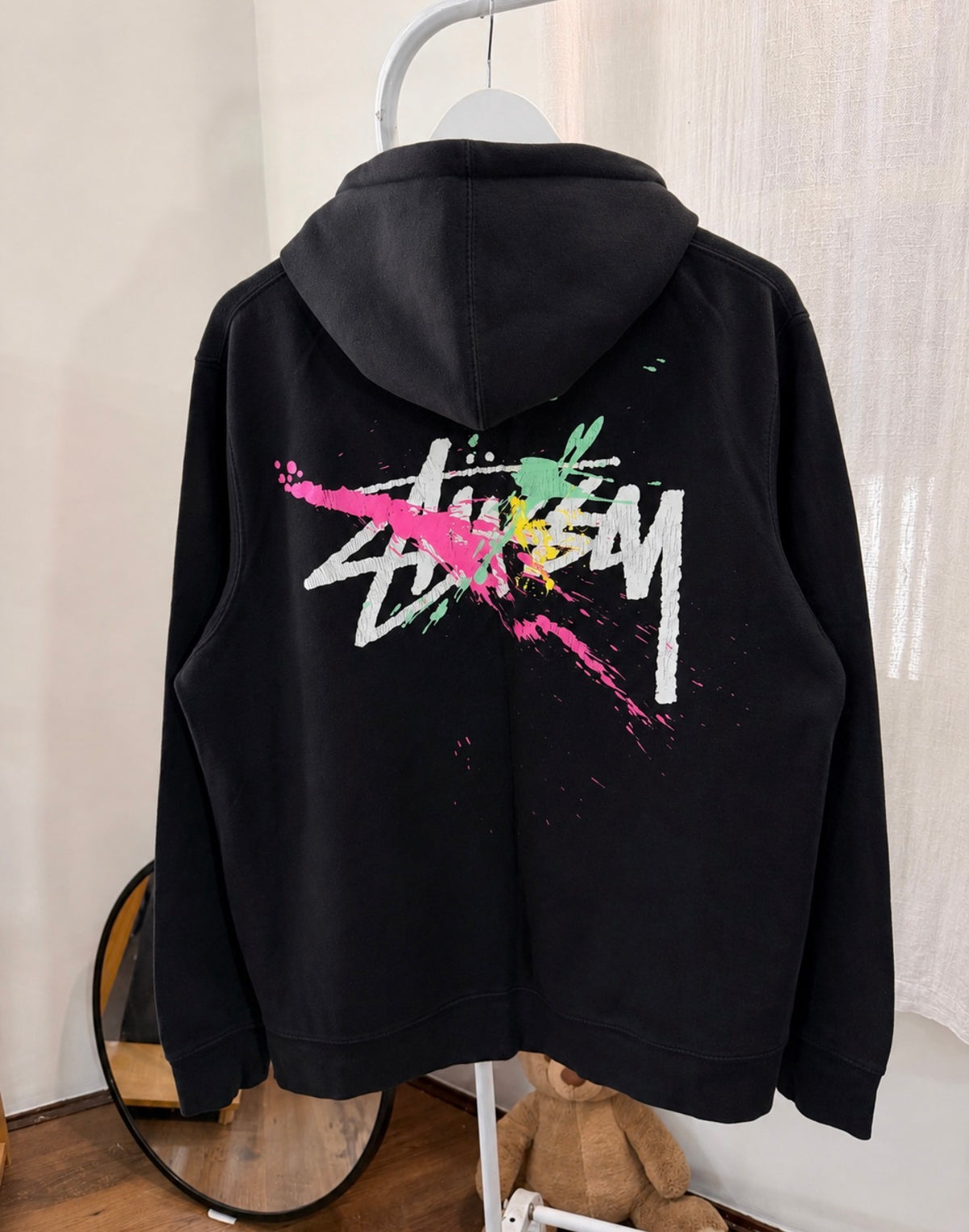Vintage Stussy paint splash hoodie