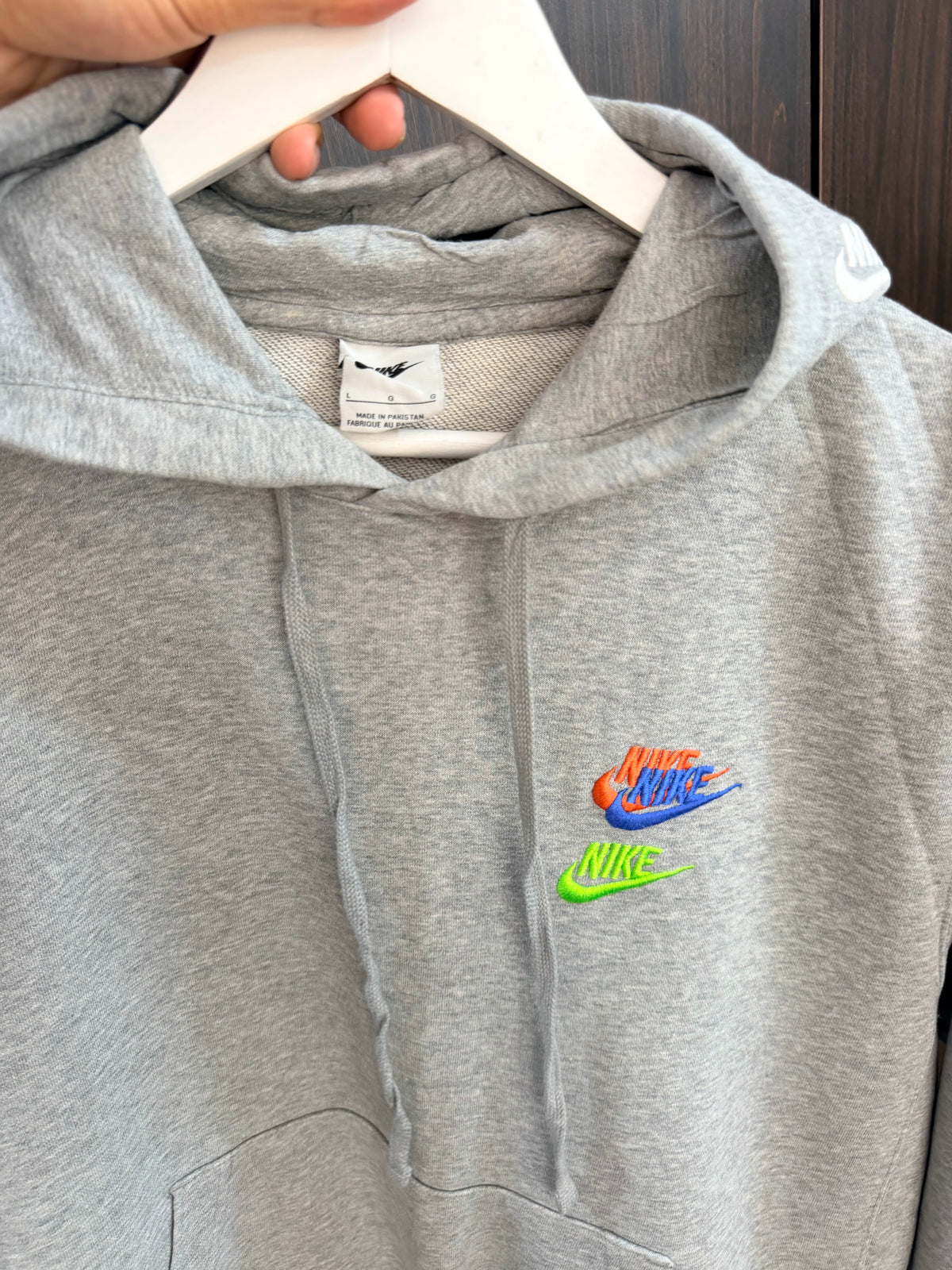 Nike grey multi logo hoodie