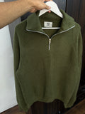 AGOD quarter zip green sweater