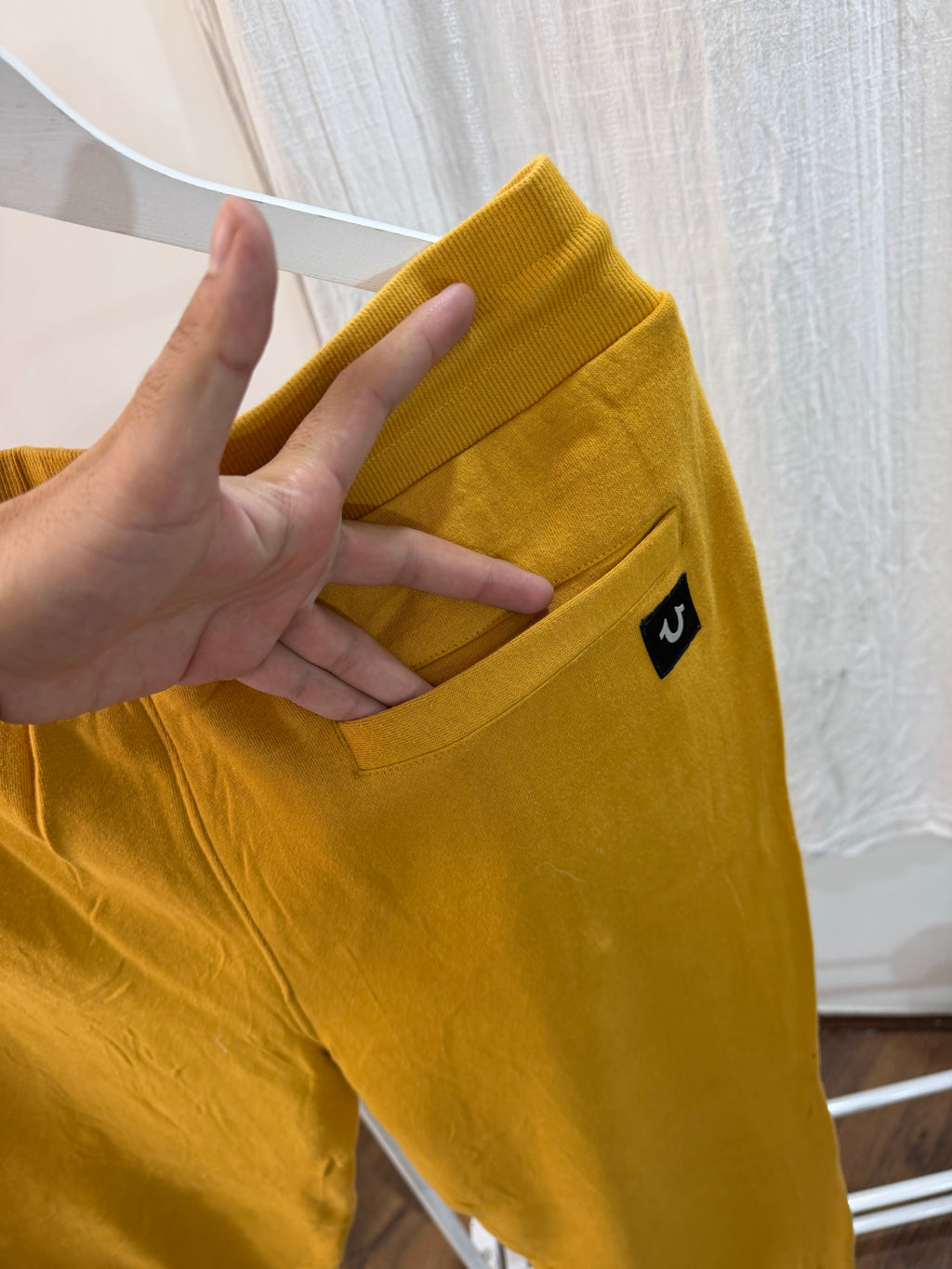 True religion yellow embroidered sweatpant